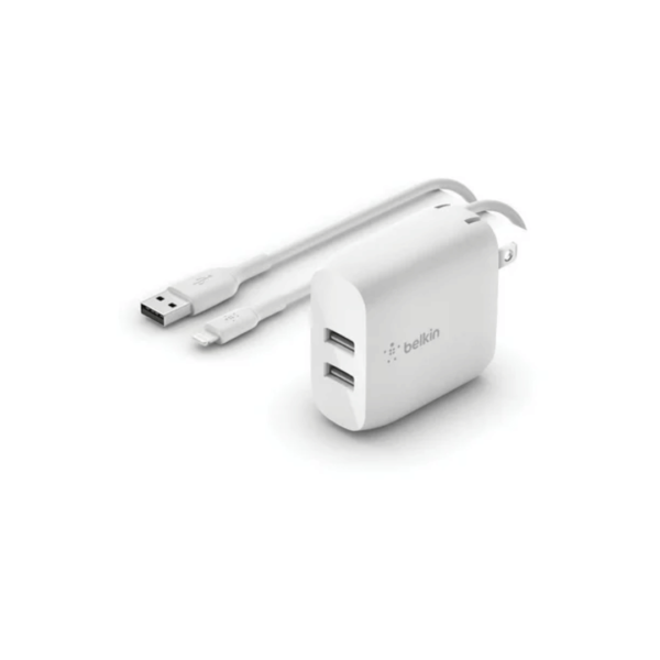 Belkin wall charger USB-A 24 W BOOST-CHARGE dual wall charger Lightning Cable to USB-A